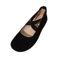 thumbnail image 1 of UDAUDU Women's Ballet Flats Cross Strap Round Toe Slip-On Comfortable Closed Toe Casual Walking Dress Shoes Everyday Wear Shoes Black 7 Wide, 1 of 5