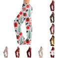 thumbnail image 1 of UDAUDU Women's Christmas Pajamas Pants Sleepwear Cute Print Wide Leg Pants Elastic Waist Casual Palazzo Pants XL, 1 of 6