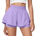 thumbnail image 1 of UDAUDU Women's Flowy Running Shorts High Waisted Gym Ruffle Workout Shorts Butterfly 2 in 1 Athletic Shorts Tennis Shorts with Pockets Light Purple S, 1 of 5