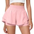 thumbnail image 1 of UDAUDU Women's Flowy Running Shorts High Waisted Gym Ruffle Workout Shorts Butterfly 2 in 1 Athletic Shorts Tennis Shorts with Pockets Light pink L, 1 of 6