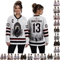 thumbnail image 1 of UDAUDU Women's Halloween Shirts Oversized V Neck Funny Spooky Crow Graphic Tee Holiday Long Sleeve Jersey Athletic Clothes M, 1 of 8