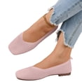 thumbnail image 1 of UDAUDU Women's Knit Ballet Flats Breathable Slip On Shoes Square Toe Business Casual Flats Comfortable Dressy Walking Shoes Pink 8 Wide, 1 of 6