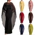 thumbnail image 1 of UDAUDU Women's Mesh Shawl Chiffon Cape High Low Flowy Poncho Trendy Elegant Sheer Wraps Capelets Bridal Wedding Evening Black L, 1 of 6