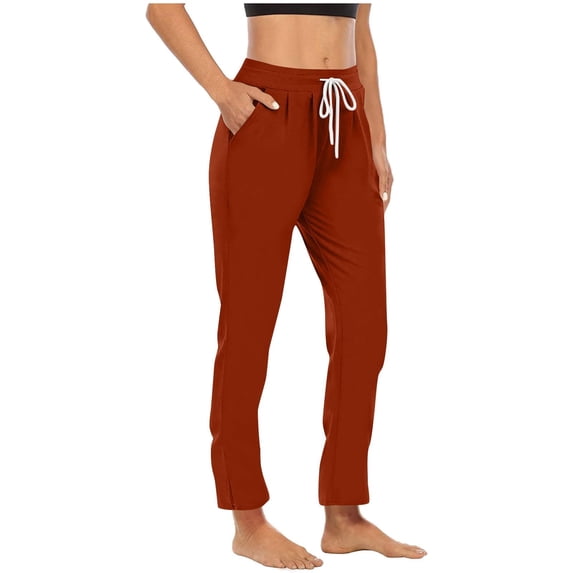 UDAUDU Women's Pants High Waisted Golf Athletic Pants 2026 Spring Summer Pants for Women Workout Travel Casual with Pockets Red XL