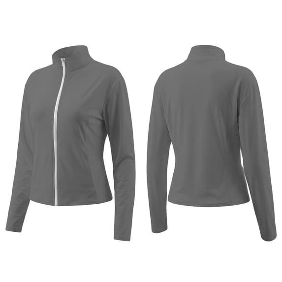 UDAUDU Women's Plus Size Sun Shirts UPF 50+ UV Protection Clothing Long Sleeve Full Zip Jacket Lightweight Workout Athletic Tops Dark Gray 4XL