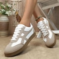 thumbnail image 1 of UDAUDU Women's Retro Gum Sole Fashion Sneakers Lace Up Slip On Detail Casual Retro Walking Shoes 2026 Trendy Casual Tennis-Anti Slip Trainers Gray 7 Wide, 1 of 5