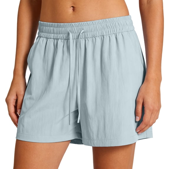 UDAUDU Women's Running Shorts Quick Dry Athletic Shorts 2026 Summer Baggy Drawstring Knee Length Wide Leg Pants with Pockets Light Green 2XL