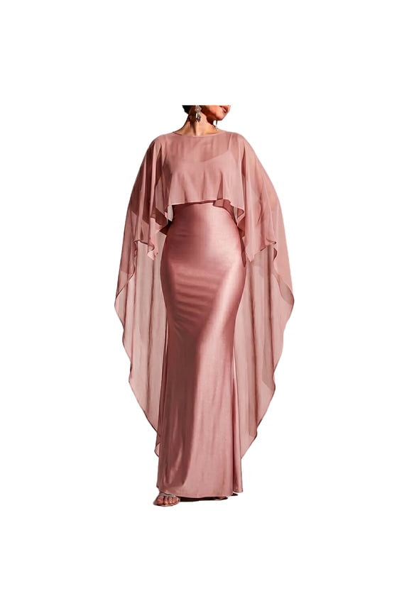 Women's Sheer Chiffon Cape Shawl Elegant Mesh Cover Up Capelet Formal Evening Bridal Wedding Party Shawl Pink M