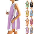 thumbnail image 1 of UDAUDU Women's Summer 2 Piece Outfits Sleeveless Boho Summer Pullover Top Sets Lounge Set Tracksuit With Pockets Purple M, 1 of 6