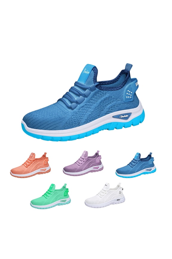 Women's Tennis Running Walking Shoes Non Slip Slip on Casual Non Slip Athletic Workout Gym Orthopedic Sneakers Comfort Lightweight Breathable Mesh Jogging Work Sports Outdoor Shoes Blue Size 7