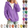 thumbnail image 1 of UDAUDU Women's Zip Up Hoodie 2026 Fashion Y2K Long Sleeve Zipper Crop Sweatshirts Fall Winter Casual Comfy Track Jackets with Pockets Blue XL, 1 of 8
