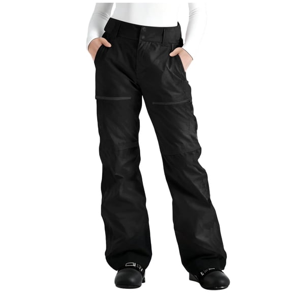 UDAUDU Womens 2026 Winter Snow Pants Waterproof Breathable Workout Ski Pants with Cargo Pockets for Snowboarding Black L