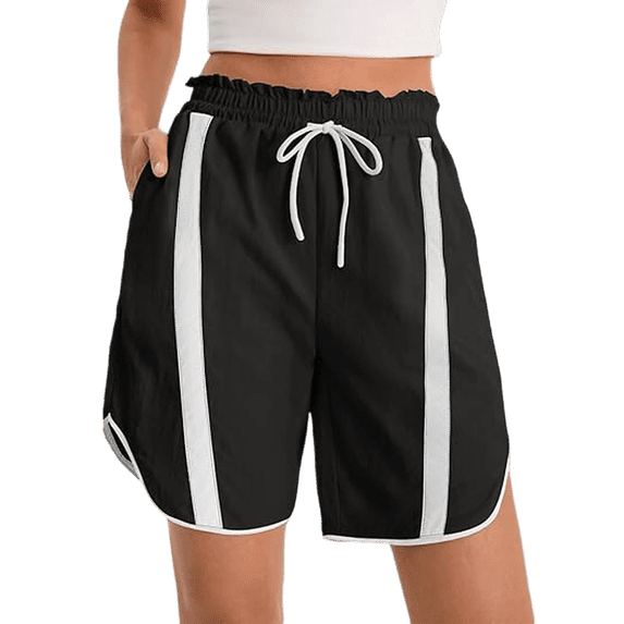 UDAUDU Womens Baggy Cargo Shorts Casual Wide Leg Knee Length Drawstring Elastic Waist 2026 Workout Trendy Running Athletic Yoga Shorts Black M