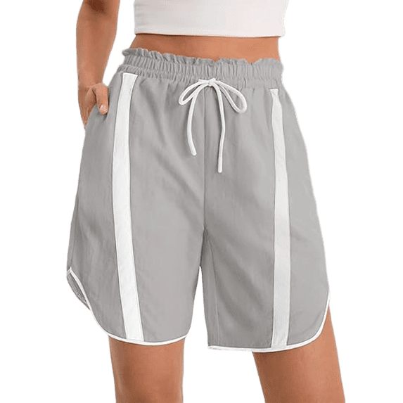 UDAUDU Womens Baggy Cargo Shorts Casual Wide Leg Knee Length Drawstring Elastic Waist 2026 Workout Trendy Running Athletic Yoga Shorts Gray S