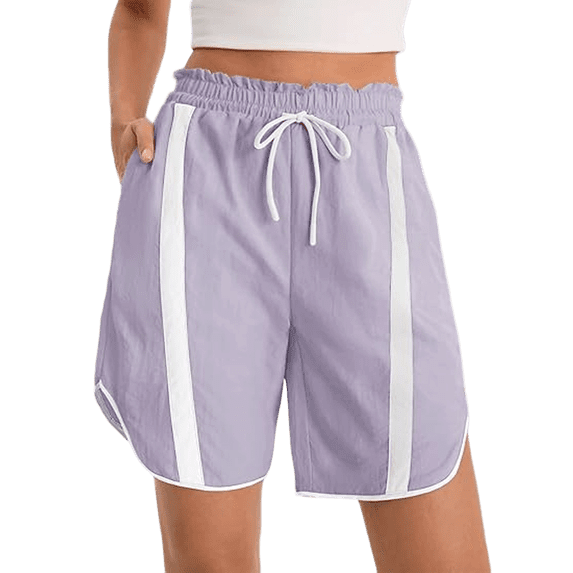 UDAUDU Womens Baggy Cargo Shorts Casual Wide Leg Knee Length Drawstring Elastic Waist 2026 Workout Trendy Running Athletic Yoga Shorts Light Purple 2XL