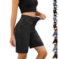 thumbnail image 1 of UDAUDU Womens Bermuda Jean Shorts High Waist Tummy Control Stretchy Pull On Knee Length Denim Shorts with Functional Pockets Black S, 1 of 7