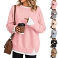 thumbnail image 1 of UDAUDU Womens Crewneck Sweatshirts Fall Clothes Fashion School Teacher Outfits Cowboy Cozy Side Slits Patchwork Long Sleeve Pullover Tops Layered Winter Oversized Sweatshirts 2XL, 1 of 5