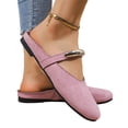 thumbnail image 1 of UDAUDU Womens Flats Mules Elegant Dressy Closed Toe Slip On Leather Shoes Adjustable Buckle Strap Mary Jane Casual Office Shoes Pink US 9, 1 of 9