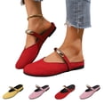 thumbnail image 1 of UDAUDU Womens Flats Mules Elegant Dressy Closed Toe Slip On Leather Shoes Adjustable Buckle Strap Mary Jane Casual Office Shoes Red US 9, 1 of 9