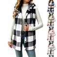 thumbnail image 1 of UDAUDU Womens Fleece Vests Fall Winter Fuzzy Button Down Hooded Plaid Vest | Fluffy Cute Plaid Checkered Vests Long Vests Holiday Sherpa Sleeveless Jacket Fall Clothes for Women XL, 1 of 8