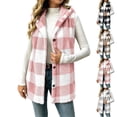 thumbnail image 1 of UDAUDU Womens Fleece Vests Fall Winter Fuzzy Button Down Hooded Plaid Vest | Fluffy Cute Plaid Checkered Vests Long Vests Holiday Sherpa Sleeveless Jacket Fall Clothes for Women S, 1 of 8
