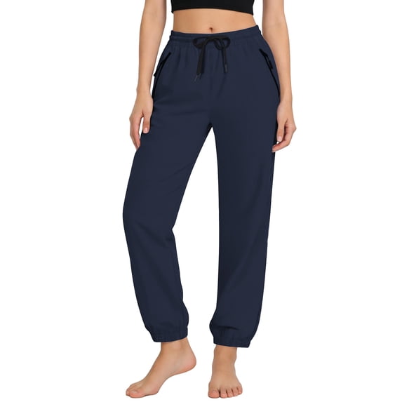 UDAUDU Womens Hiking Pants Quick Dry Casual Lightweight Waterproof Gym Workout Athletic Cargo Pockets Pants Navy XL