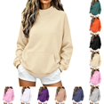 thumbnail image 1 of UDAUDU Womens Mock Neck Sweatshirt 2026 Fall Fashion Winter Oversized Turtleneck Pullover Comfort Long Sleeve Casual Sweatshirts No Hood Beige L, 1 of 8