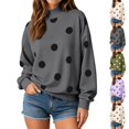 thumbnail image 1 of UDAUDU Womens Mock Neck Sweatshirt Polka Dot Oversized Pullover Top Fall Outfits Casual Loose Pullover Tops L, 1 of 6