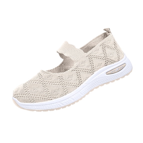 UDAUDU Womens Orthopedic Shoes Arch Support Running Shoes Wide Slip on Non Slip Walking Shoes Mesh Stretch Comfort 2026 Orthopedic Shoes Beige 7 Wide