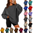 thumbnail image 1 of UDAUDU Womens Oversized Sweatshirts Crewneck Long Sleeve Fleece Pullover Tops Fall Y2k Sweater Cute Hoodies Dark Gray L, 1 of 7