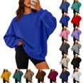 thumbnail image 1 of UDAUDU Womens Oversized Sweatshirts Crewneck Long Sleeve Fleece Pullover Tops Fall Y2k Sweater Cute Hoodies Royal Blue M, 1 of 7