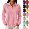 thumbnail image 1 of UDAUDU Womens Polo Shirts Long Sleeve Collared Button Vintage Cute Tops Loose Fit Lightweight Business Hiking Golf Work Blouse Fall Fashion Clothing M, 1 of 5