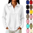 thumbnail image 1 of UDAUDU Womens Polo Shirts Long Sleeve Collared Tops Button Down Shirts Casual Work Loose Fit Tops Soft Solid Fall Fashion Clothing S, 1 of 8