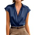 thumbnail image 1 of UDAUDU Womens Satin Button Down Shirts Sleeveless Summer Silk Tank Tops Collared Business Casual Outfits Dark Blue XL, 1 of 4