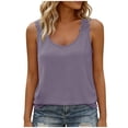 thumbnail image 1 of UDAUDU Womens Tank Top Casual Loose Fit Crew Neck Sleeveless Shirts Strap Lace Camisole Summer Tops Purple S, 1 of 7