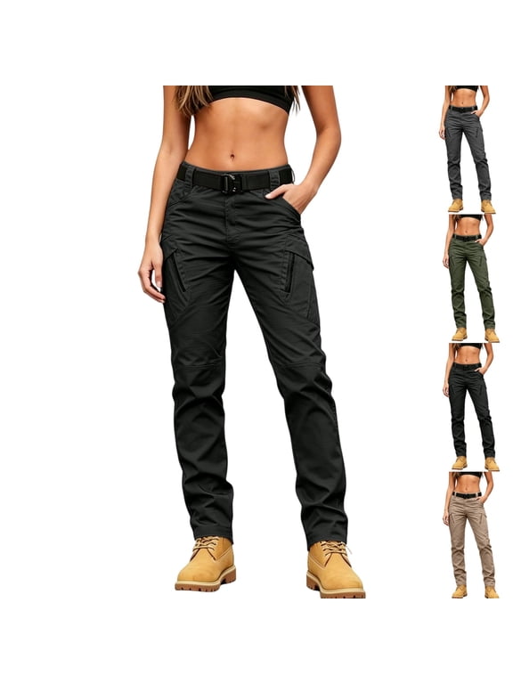 Womens Waterproof Cargo Pants Flex Stretch Quick Dry Hiking Work Trousers with Pockets XL