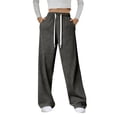 thumbnail image 1 of UDAUDU Womens Wide Leg Sweat Pants 2026 Spring Summer High Waisted Baggy Sweatpants Casual Drawstring Workout Pants with Pockets Dark Gray S, 1 of 5