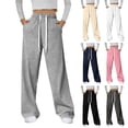 thumbnail image 1 of UDAUDU Womens Wide Leg Sweat Pants 2026 Spring Summer High Waisted Baggy Sweatpants Casual Drawstring Workout Pants with Pockets Light Gray 2XL, 1 of 6