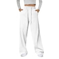 thumbnail image 1 of UDAUDU Womens Wide Leg Sweat Pants 2026 Spring Summer High Waisted Baggy Sweatpants Casual Drawstring Workout Pants with Pockets White 2XL, 1 of 5