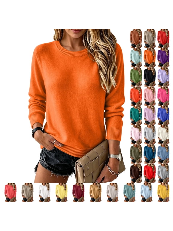 Womens Wool Blend Sweater Crewneck Casual Long Sleeve Soft Knit Tops Fashion Pullover Lightweight Business Clothing M