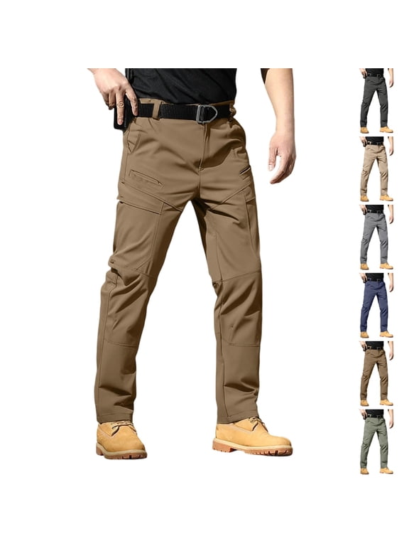 Work Pants for Men 2026 Stretch Work Travel Hiking Cargo Pant Casual Waterproof Trouser with Multi Pockets Camel 3XL