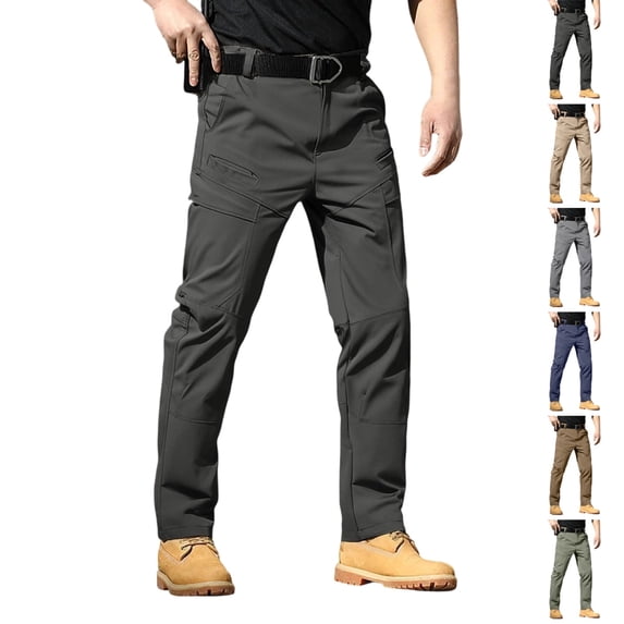 UDAUDU Work Pants for Men Relaxed Fit Waterproof Ripstop Outdoor Cargo Pants Lightweight Casual Hiking Work Pants Black S