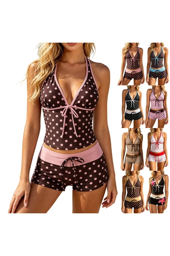 Y2k Vintage Swimsuit for Women Beach Swimsuit 2000s Vacation Going Out Outfits Summer 2 Pieces Floral Bikini Sets Women Pink S