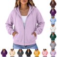 thumbnail image 1 of UDAUDU Zip Up Y2k Hoodies for Women 2026 Fall Casual Long Sleeve Sweatshirts Lightweight Comfort Soft Jackets Light Purple M, 1 of 2