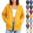 thumbnail image 1 of UDAUDU Zip Up Y2k Hoodies for Women 2026 Fall Fashion Casual Long Sleeve Sweatshirts Lightweight Comfort Soft Basic Jackets Yellow 2XL, 1 of 8