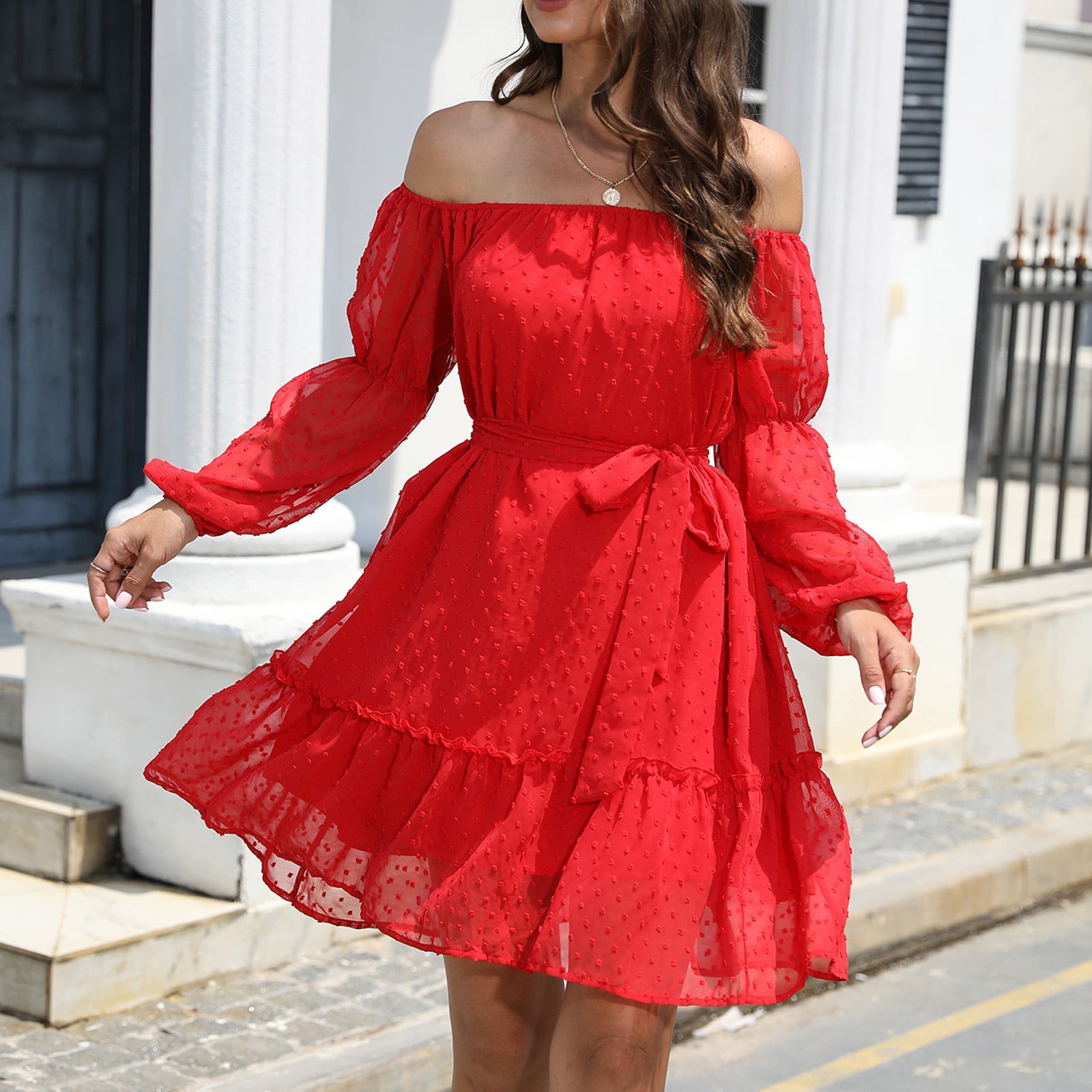 SHWING Womens Summer Dresses 2023 Dressy Tummy Control Shapewear Dresses  Crewneck Patchwork Floral Ruffle Cocktail Dress, Red, Large : :  Clothing, Shoes & Accessories