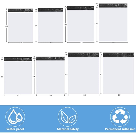 UDGIU-10-Pack 14.5x19 White Poly Mailers - Safe for E-Commerce Shipping & Clothing Packaging