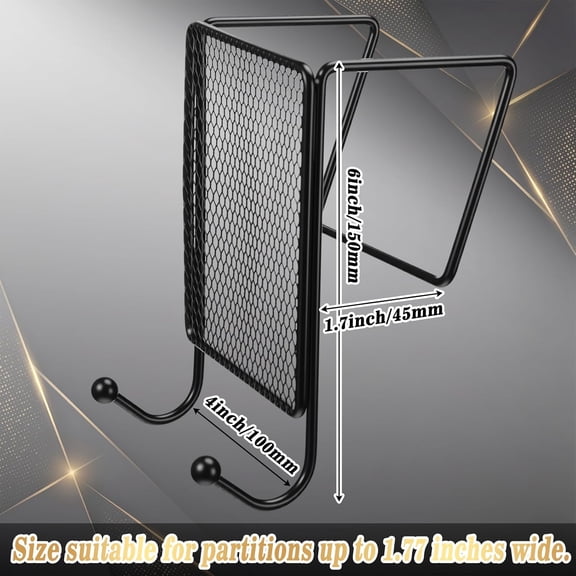 UDGIU-2 Pack Cubicle Coat Hooks Mesh Double Coat Wire Hanger Partition Space Additions Black Metal Hooks for Cubicle Wall Panel Partition