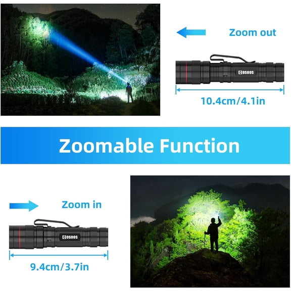 UDGIU-3 Mini LED Tactical Flashlights with Clip, 3.7inch Zoomable Bright AA Flashlight High Lumen, Pocket-Size Penlight, 1 Light Mode, Small Portable Waterproof Pen Flash Light for Camping
