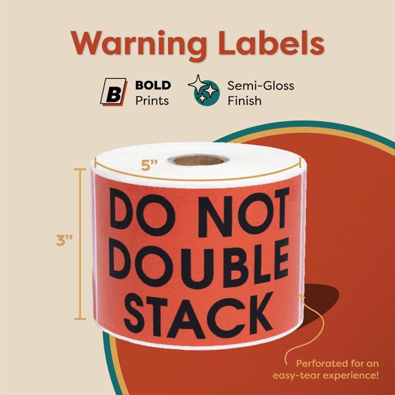 UDGIU-- 3" X 5" Do Not Double Stack Labels (1 Roll, 500/Roll) Shipping and Handling Warning Labels with Permanent Adhesive